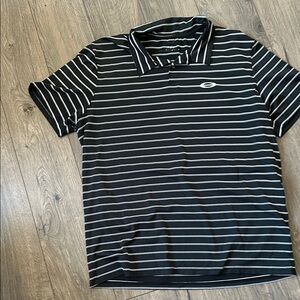 Oakley Black and White Striped Polo Shirt
